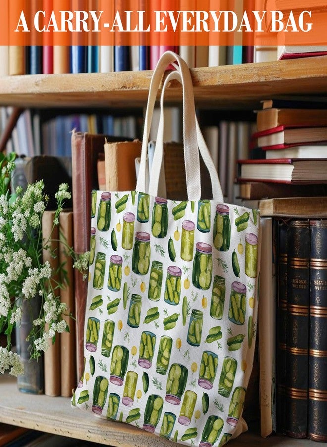 Levitatinyear Pickle Tote Bag for Women, Vintage Pickle Jar Farmers Market Totes, Pickled Food Enthusiasts Gifts for Pickle Lovers, Shoulder Bag -35 - Image 3